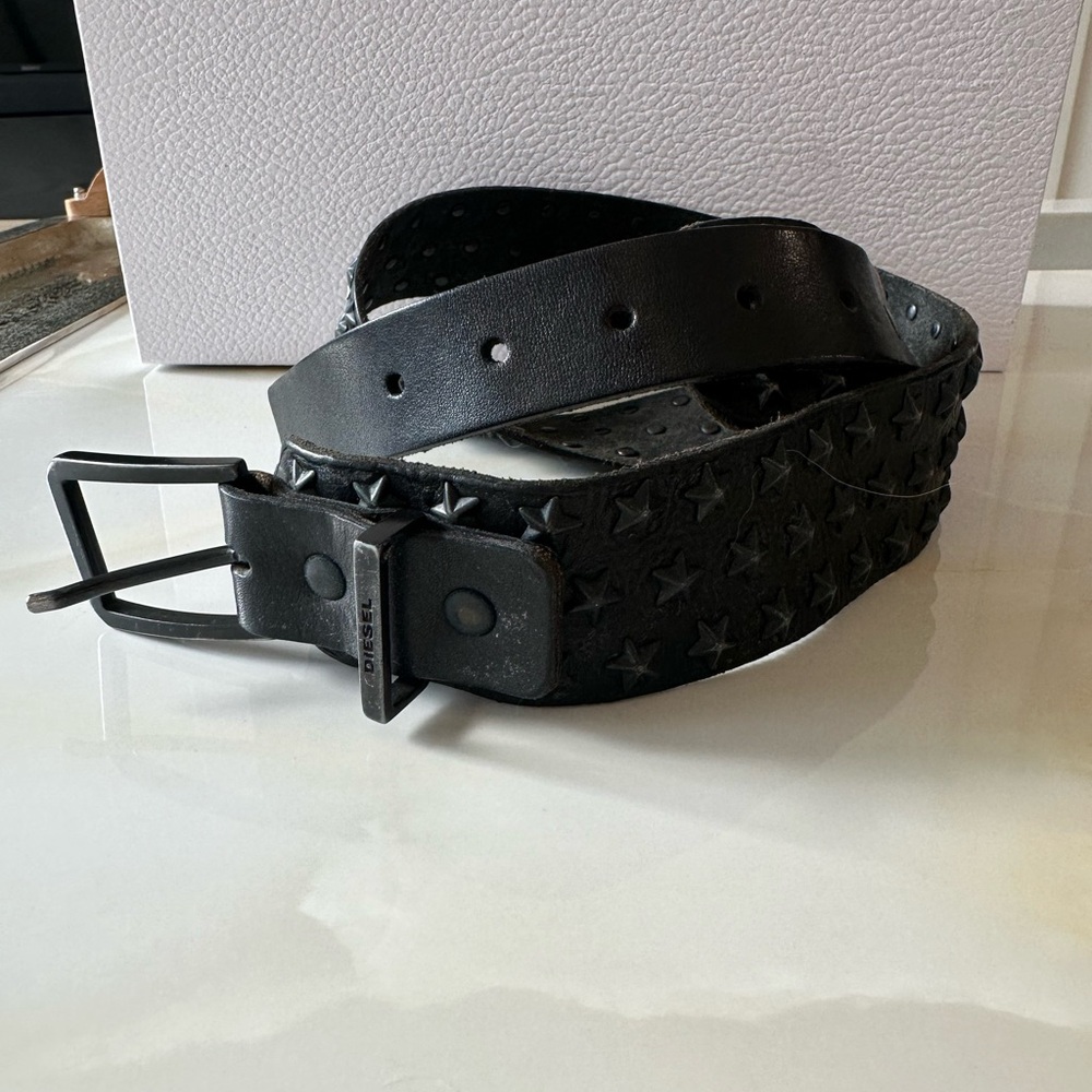 Diesel belt , leather with star studs